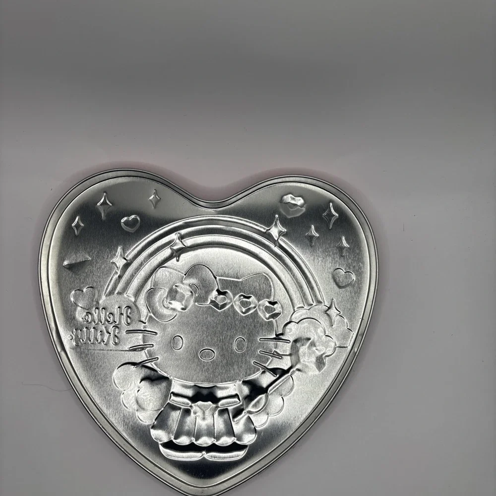 Hello Kitty Heart Shaped Metal Tin Container Cupid Valentine Empty Tin